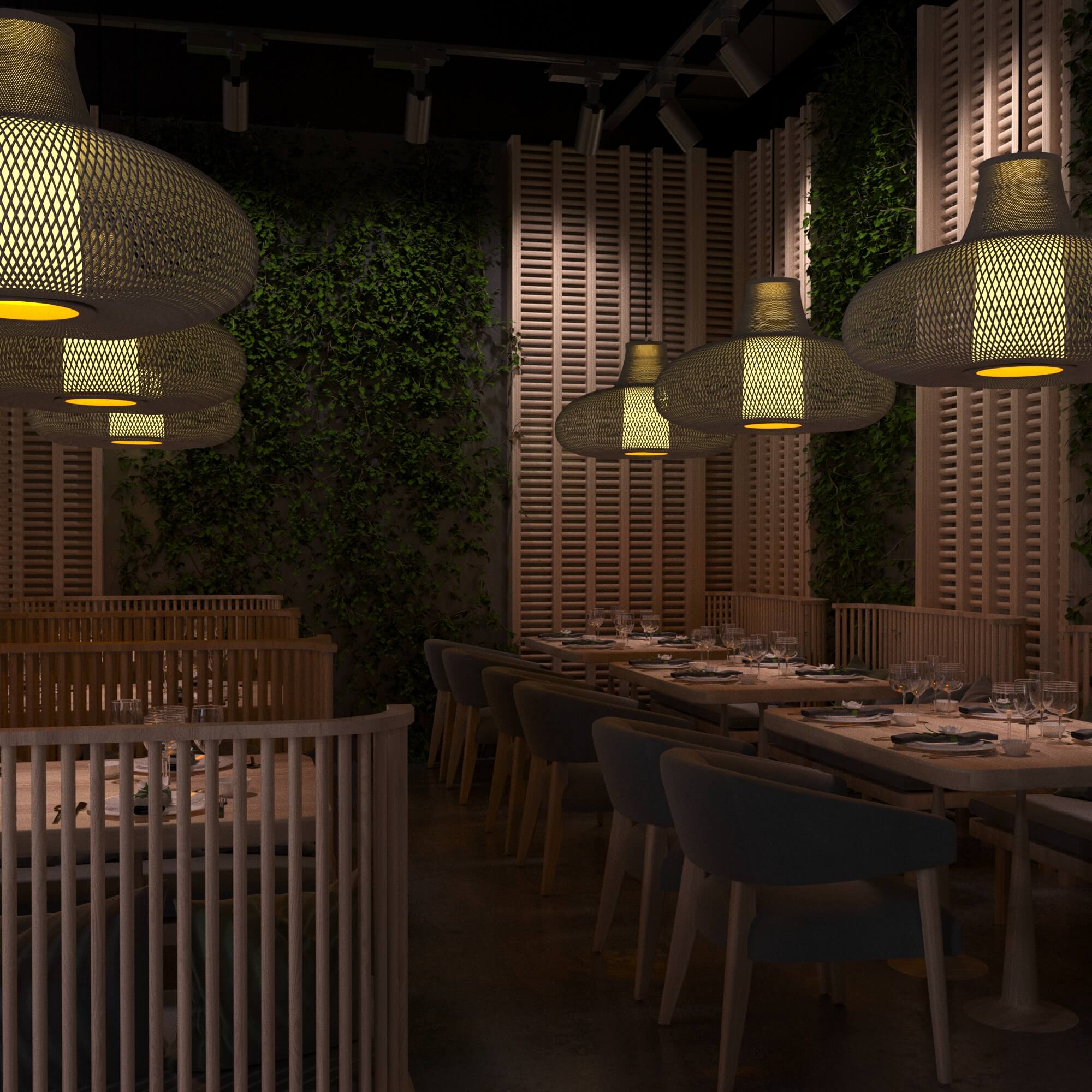 Дизайн интерьера кафе в Самоанском стиле. С использованием натуральных материалов и элементов озеленения стен