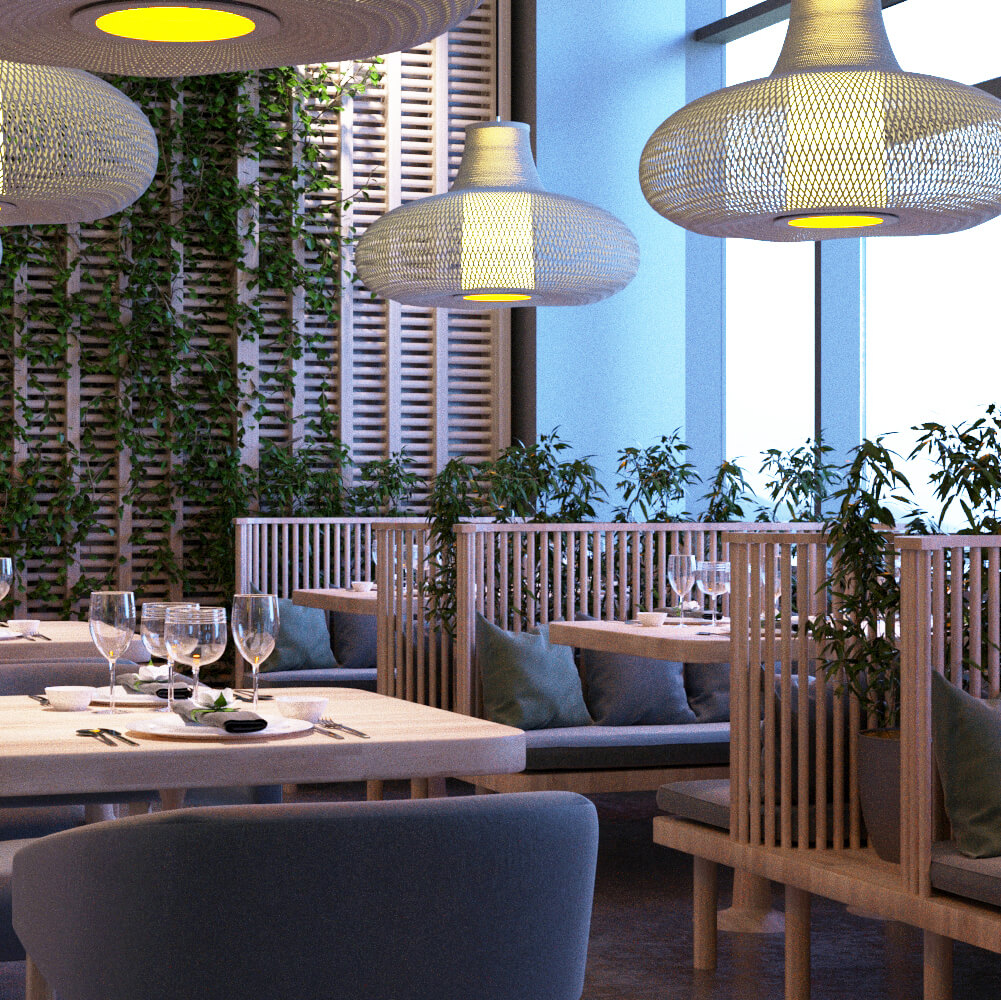 Дизайн интерьера кафе в Самоанском стиле. С использованием натуральных материалов и элементов озеленения стен